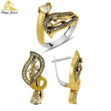 Gümüş Otantik Taşlı Set